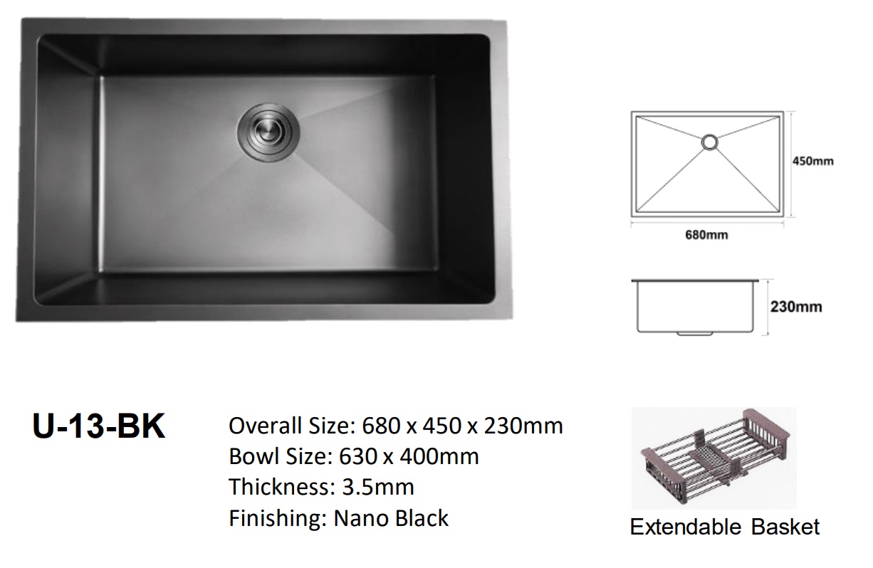 Nobel U13 BK Nano Kitchen Sink Best Offer Nobel Stainless Steel Kitchen Sinks SG Appliances